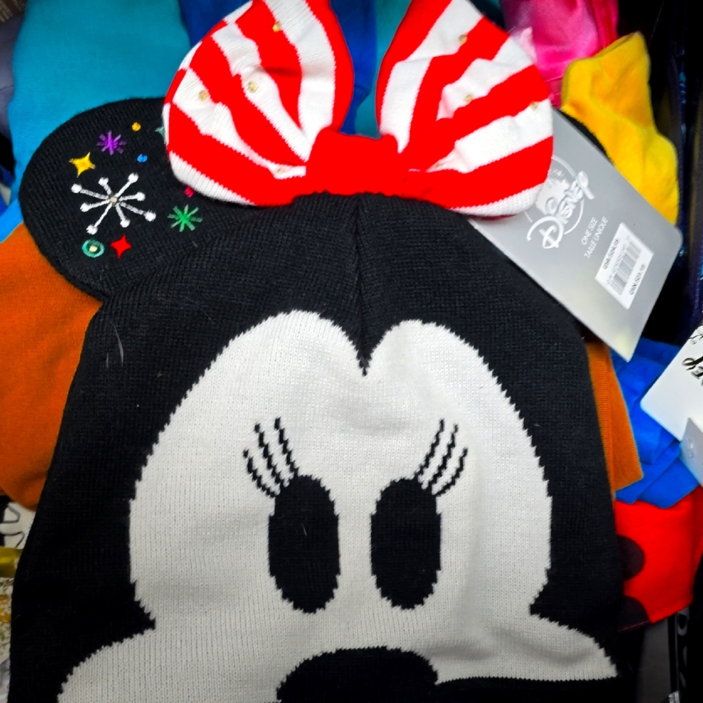 Disney Minnie Mouse Knit Hat with Red Bow